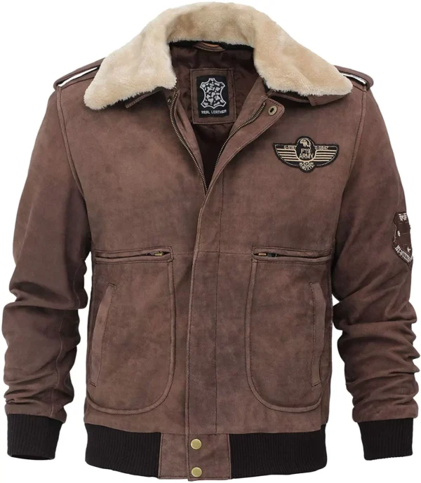 Mens Real Leather B2 Bomber Flight Suede Jacket