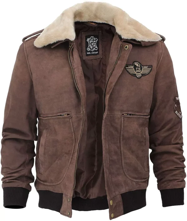 Mens Real Leather B2 Bomber Flight Suede Jacket - Image 2