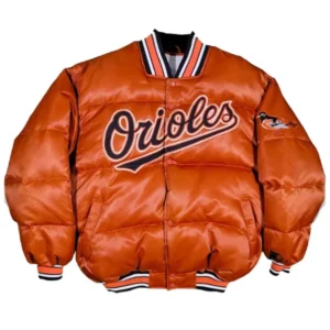 Baltimore Orioles Puffer Orange Satin Jacket