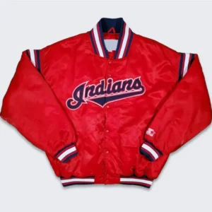 Cleveland Indians Red Satin Bomber Jacket