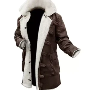 Brown Bane Men's Sherpa Coat - Real Leather Swedish Winter Coat