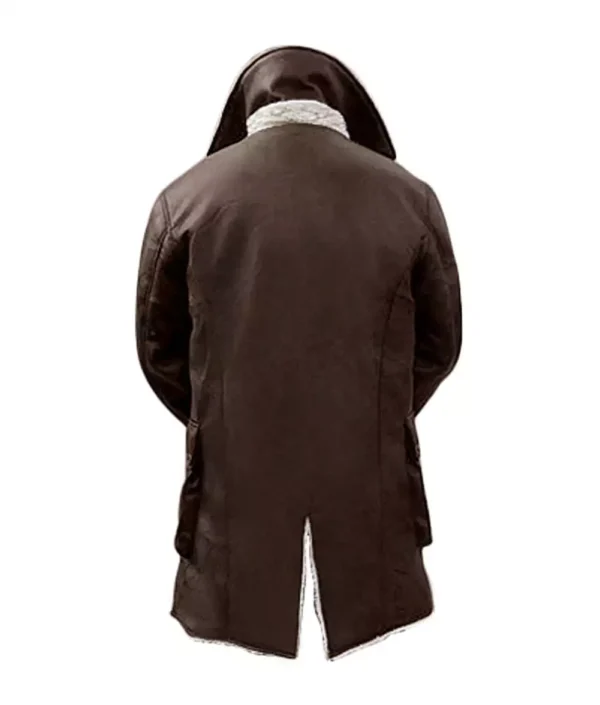 Brown Bane Men's Sherpa Coat - Real Leather Swedish Winter Coat - Image 3