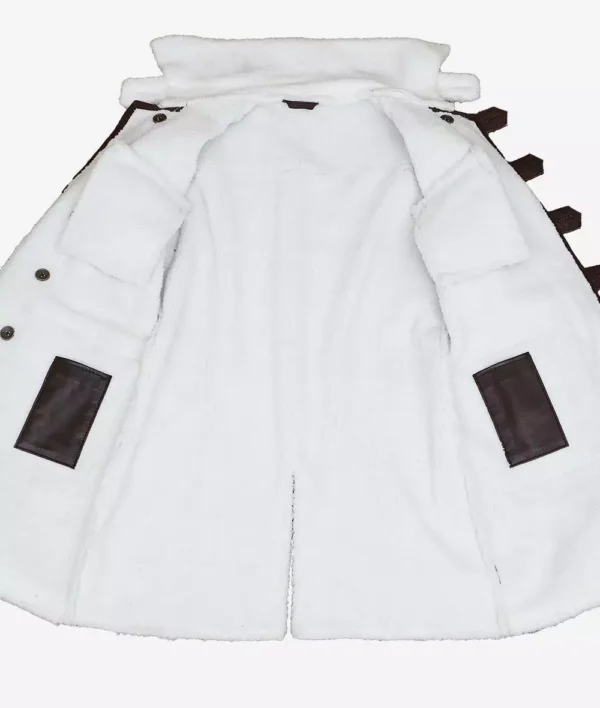 Brown Bane Men's Sherpa Coat - Real Leather Swedish Winter Coat - Image 2