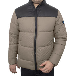 Men's Black and Beige Puffer Jacket