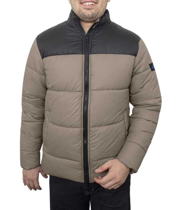 Men's Black and Beige Puffer Jacket