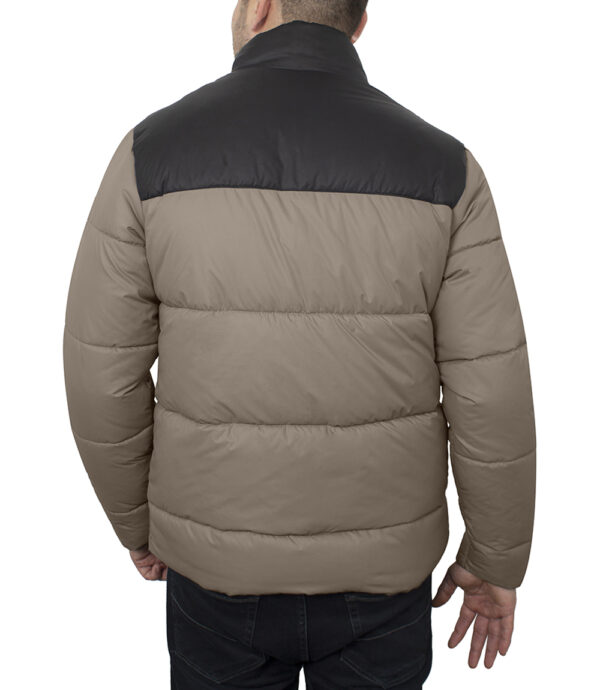 Men's Black and Beige Puffer Jacket - Image 6