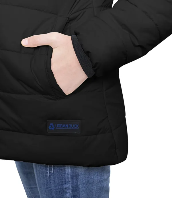 Azaria Womens Black Fur Collar Puffer Jacket - Winter Down Puff Jacket - Image 5