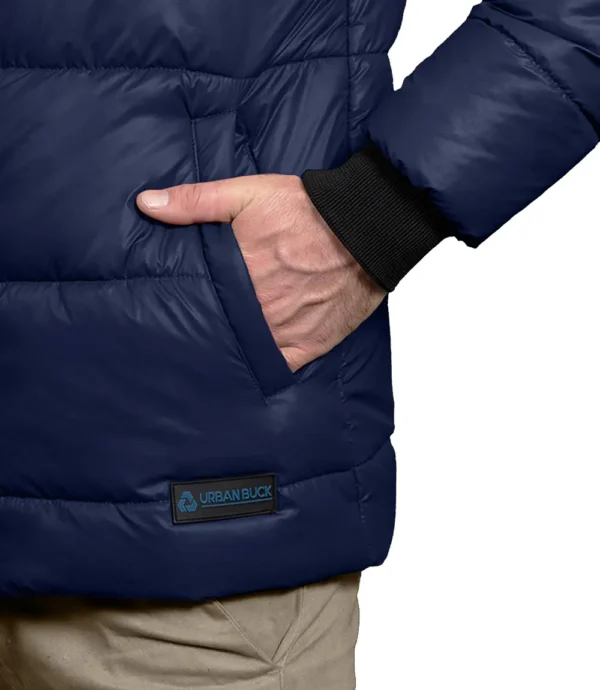 Colby Mens Navy Blue Puffer Jacket With Hood Water - Resistant - Image 6