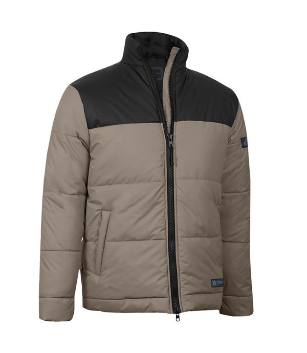Men's Black and Beige Puffer Jacket - Image 5