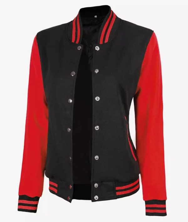 Women's Black and Red Varsity Jacket - Baseball Letterman Style - Image 2