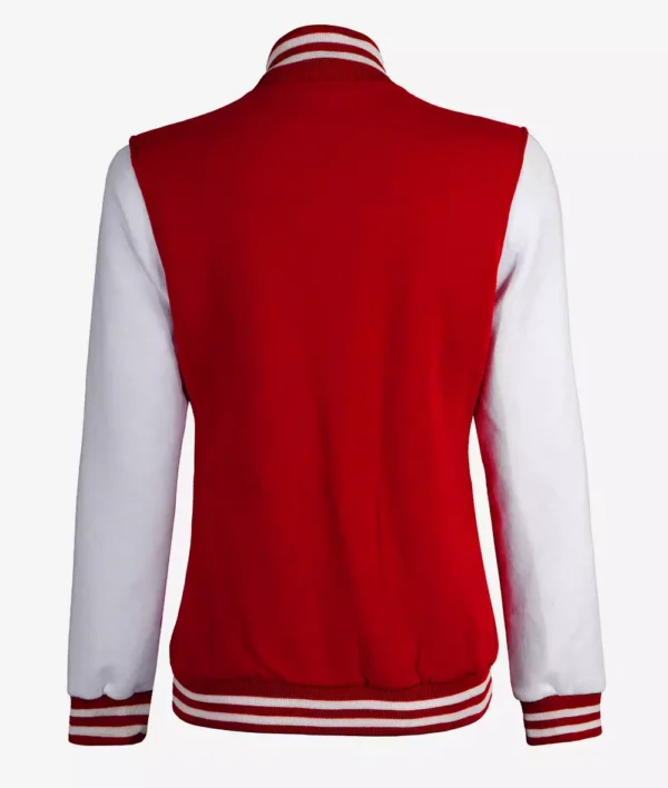 Women's Red Letterman Jacket with White Sleeves - College Varsity Jacket - Image 5
