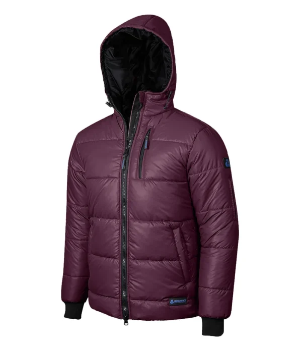 Men's Maroon Hooded Puffer Jacket - Image 2
