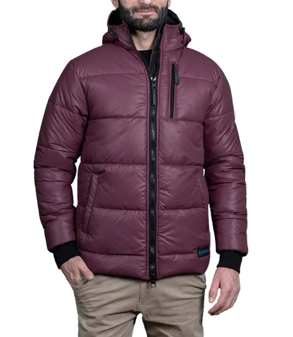 Men's Maroon Hooded Puffer Jacket