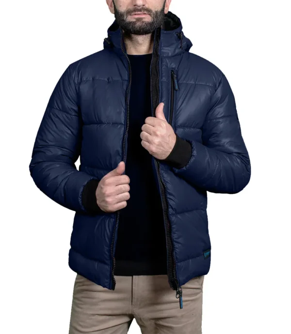 Colby Mens Navy Blue Puffer Jacket With Hood Water - Resistant - Image 2