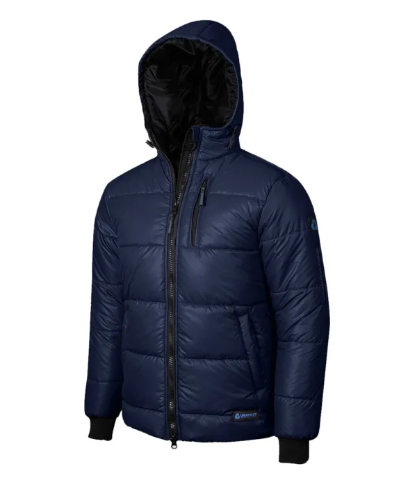 Colby Mens Navy Blue Puffer Jacket With Hood Water - Resistant - Image 3