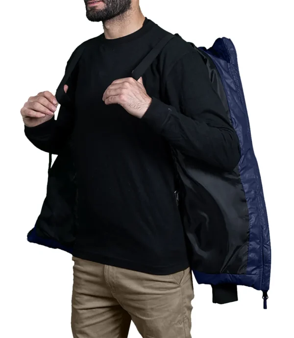 Colby Mens Navy Blue Puffer Jacket With Hood Water - Resistant - Image 5