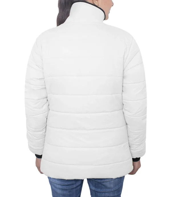 Women's White Puffer Jacket with Fur Collar - Image 6