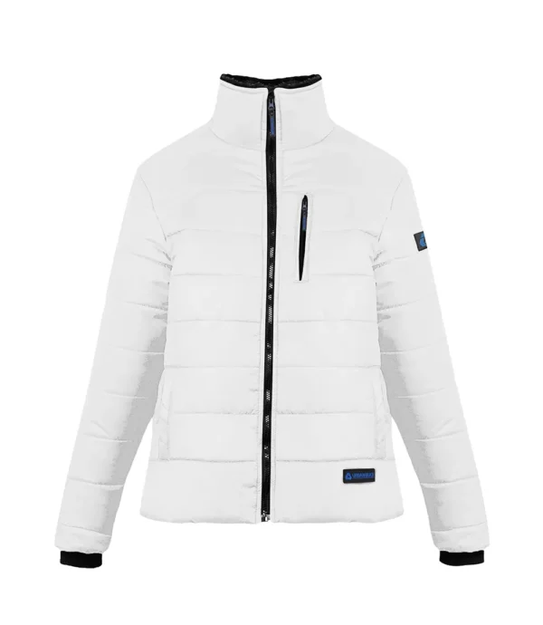 Women's White Puffer Jacket with Fur Collar - Image 3