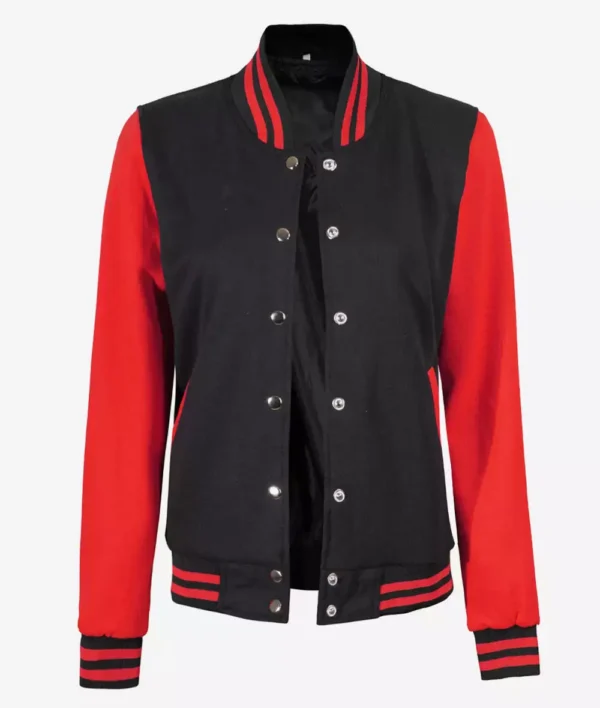 Women's Black and Red Varsity Jacket - Baseball Letterman Style - Image 4