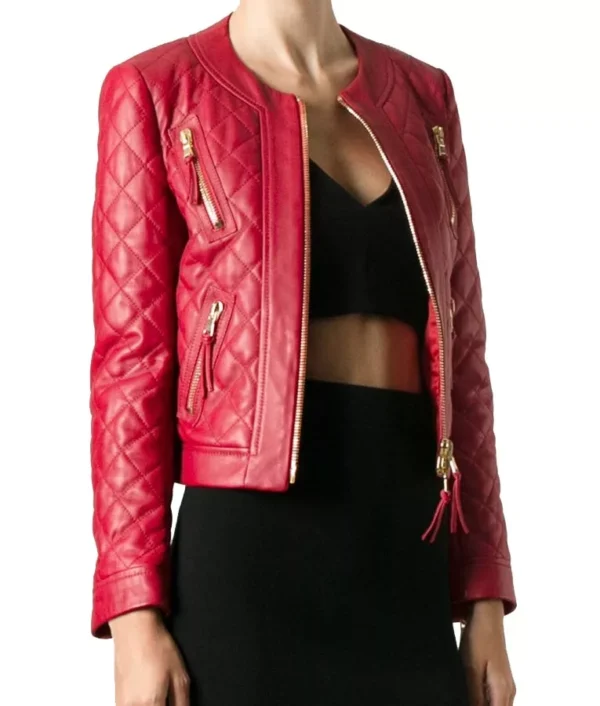 Women’s Red Quilted Jacket - Image 3