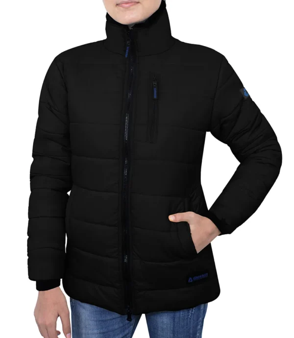 Azaria Womens Black Fur Collar Puffer Jacket - Winter Down Puff Jacket - Image 2