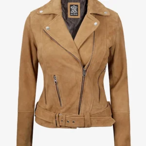 Women's Premium Brown Suede Biker Leather Jacket