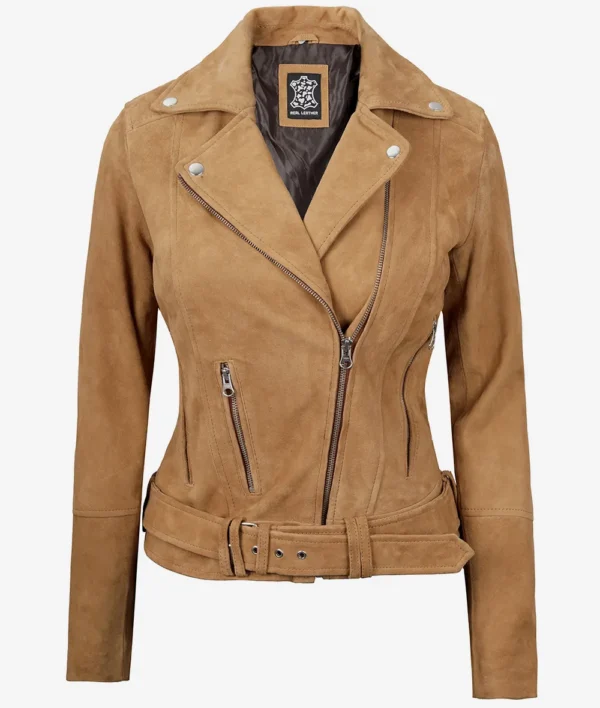 Women's Premium Brown Suede Biker Leather Jacket